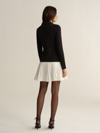 Collared Mini Dress with Contrast Pleated Hem