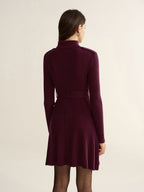 Belted Turtleneck Ribbed Mini Knit Dress