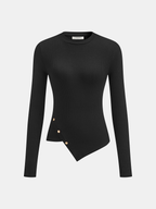 Asymmetric Rib Knitted Sweater Top