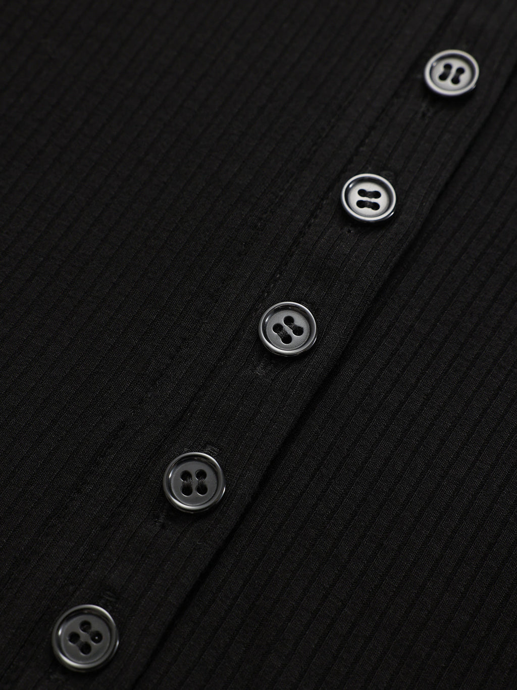 Asymmetric Lapel Top with Side Button Ribbed Knit