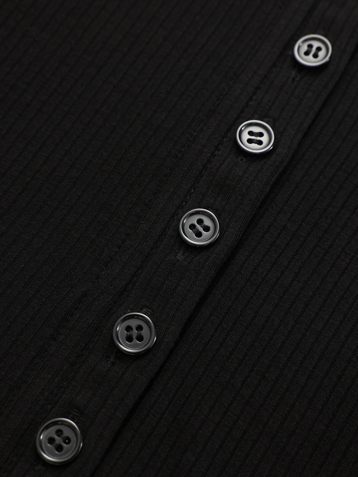Asymmetric Lapel Top with Side Button Ribbed Knit