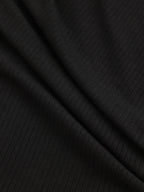 Asymmetric Lapel Top with Side Button Ribbed Knit