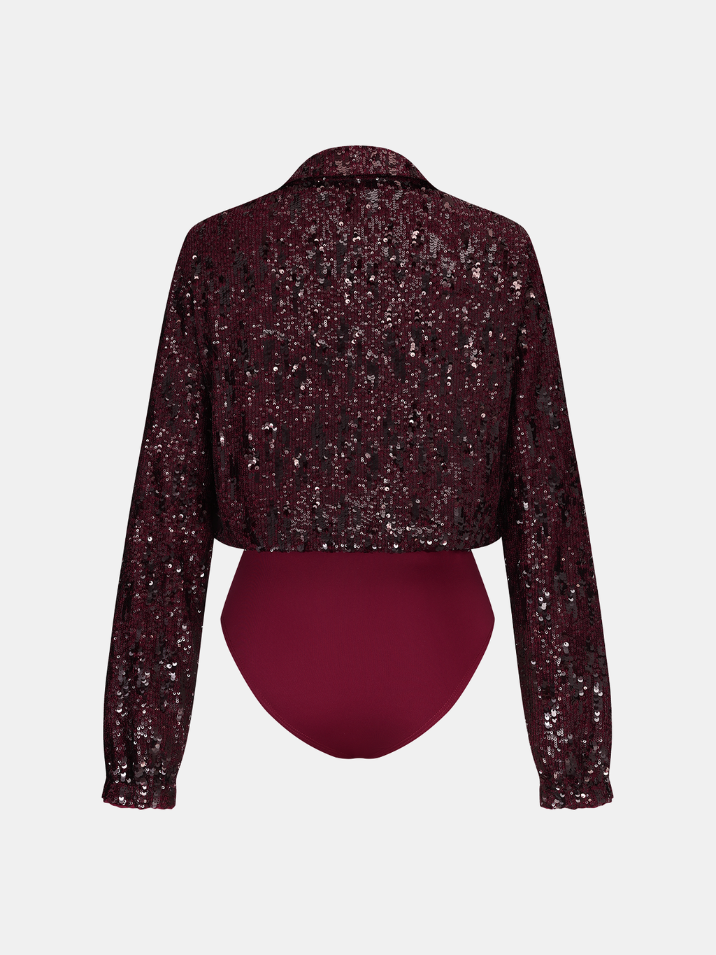 Long Sleeve Bodysuit with Sequin Collar Detail