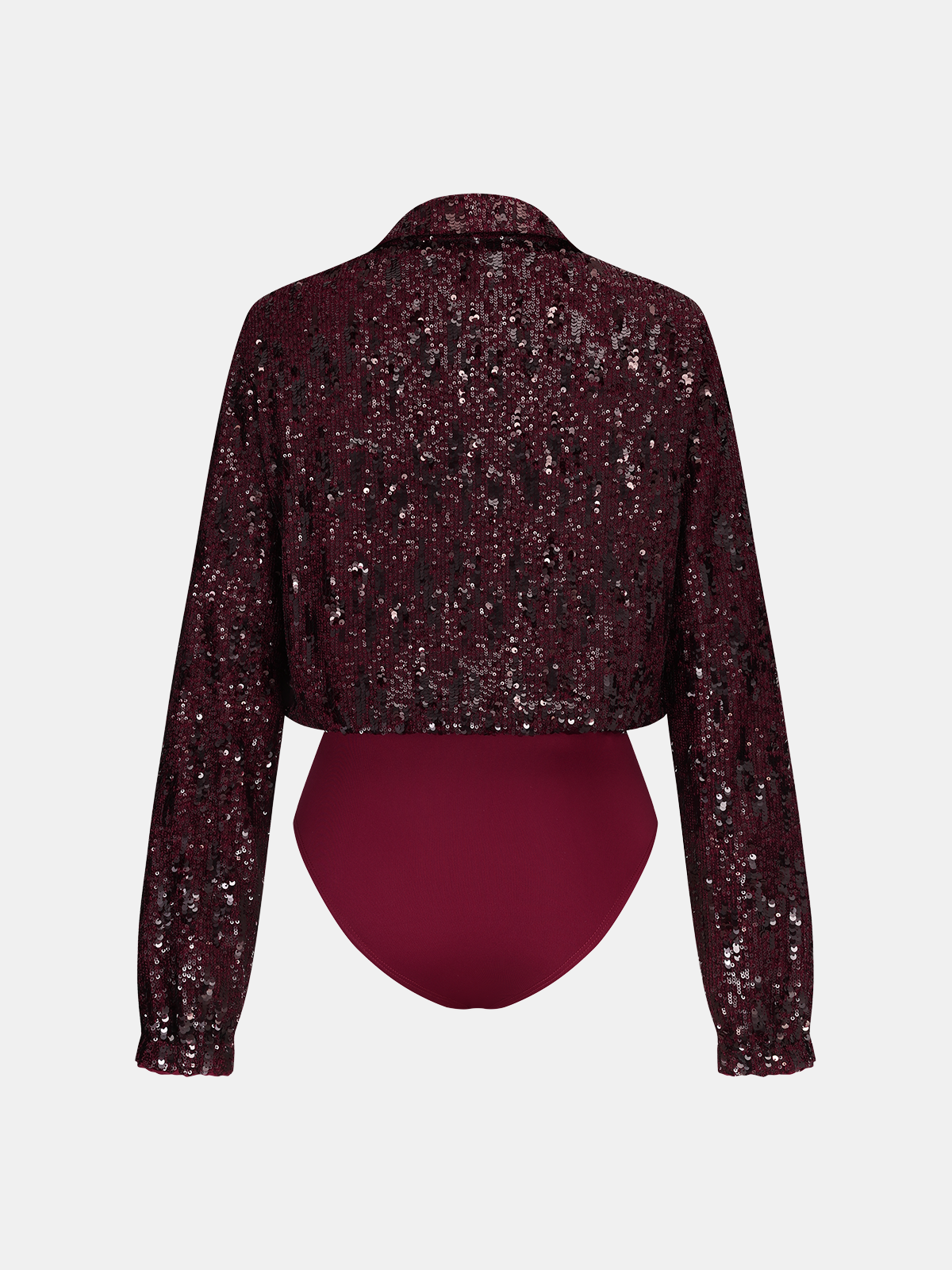 Long Sleeve Bodysuit with Sequin Collar Detail