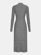 Mock Neck Midi Dress with Side Slit Twist