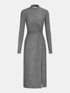 Mock Neck Midi Dress with Side Slit Twist