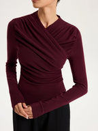 Crisscross Ruched Top with Long Sleeves