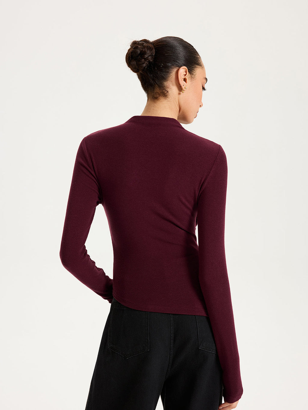 Crisscross Ruched Top with Long Sleeves