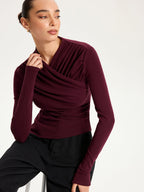 Crisscross Ruched Top with Long Sleeves
