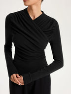 Crisscross Ruched Top with Long Sleeves