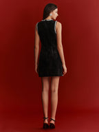 Velvet Shift Dress with Crystal Embellishments
