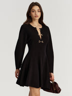 Flared Knit Dress with Horsebit Accent