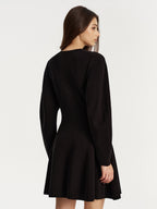 Flared Knit Dress with Horsebit Accent
