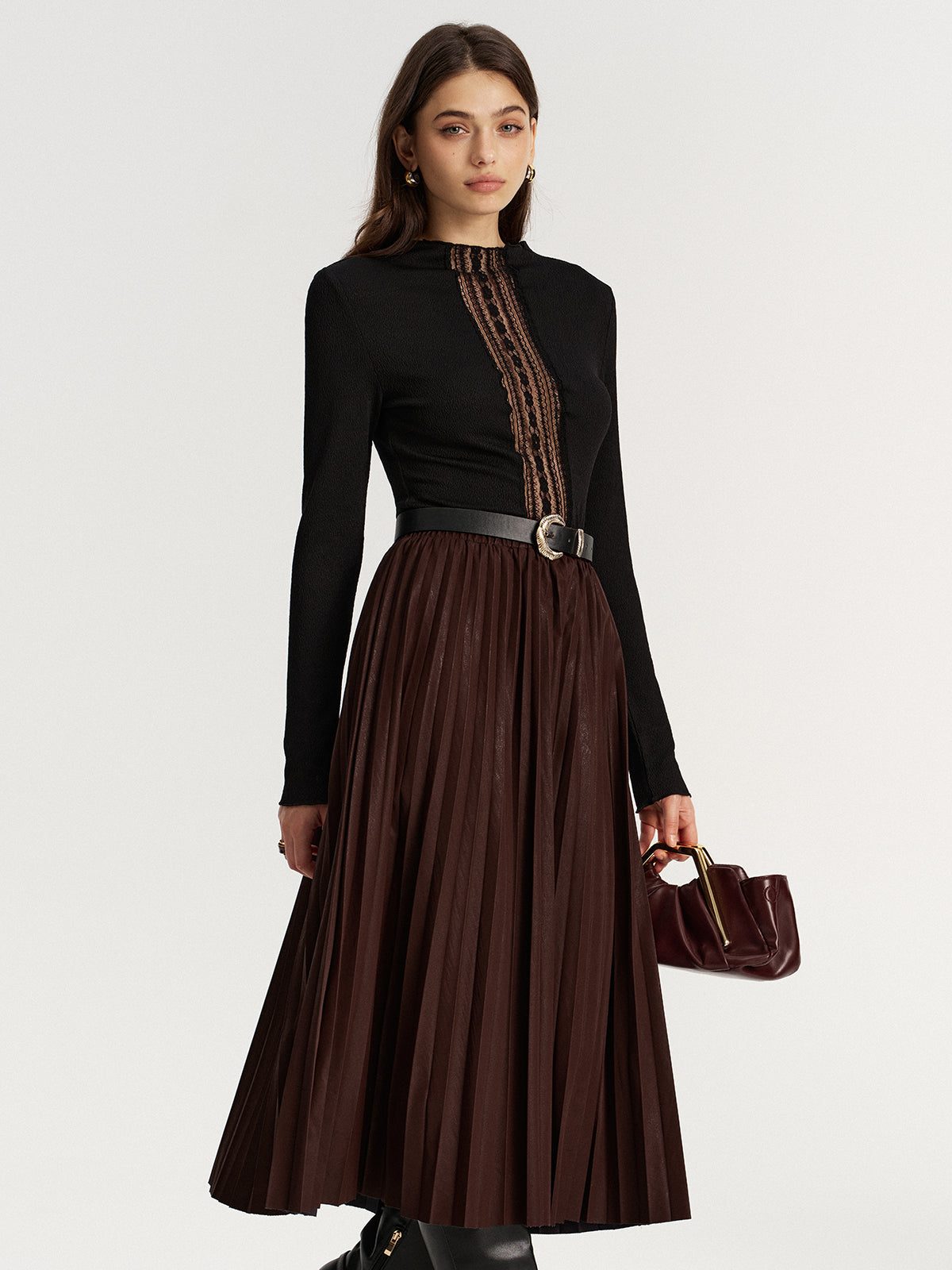 Textured Blouse with Elegant Lace Detailing