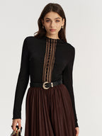 Textured Blouse with Elegant Lace Detailing