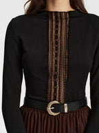 Textured Blouse with Elegant Lace Detailing