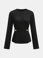 Long Sleeve Blouse with Fitted Waist and Buttons