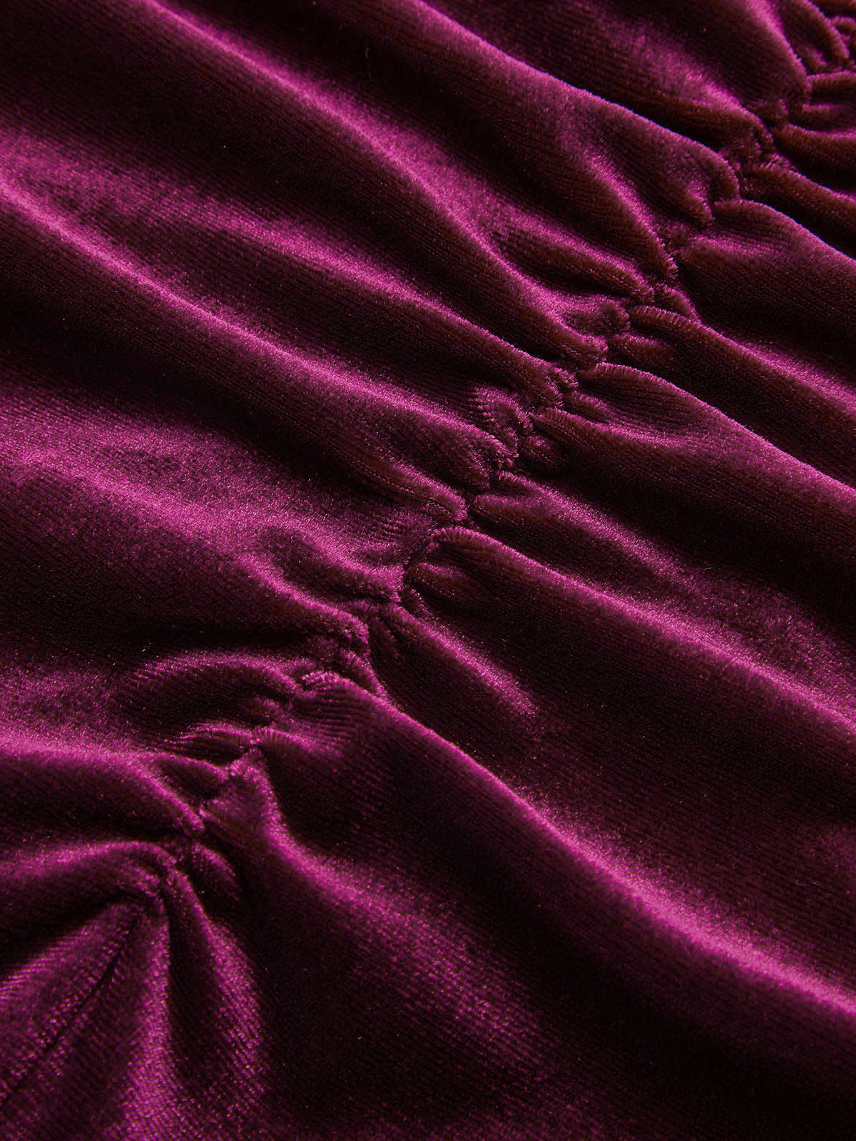Velvet Bodysuit with Ruched Long Sleeves