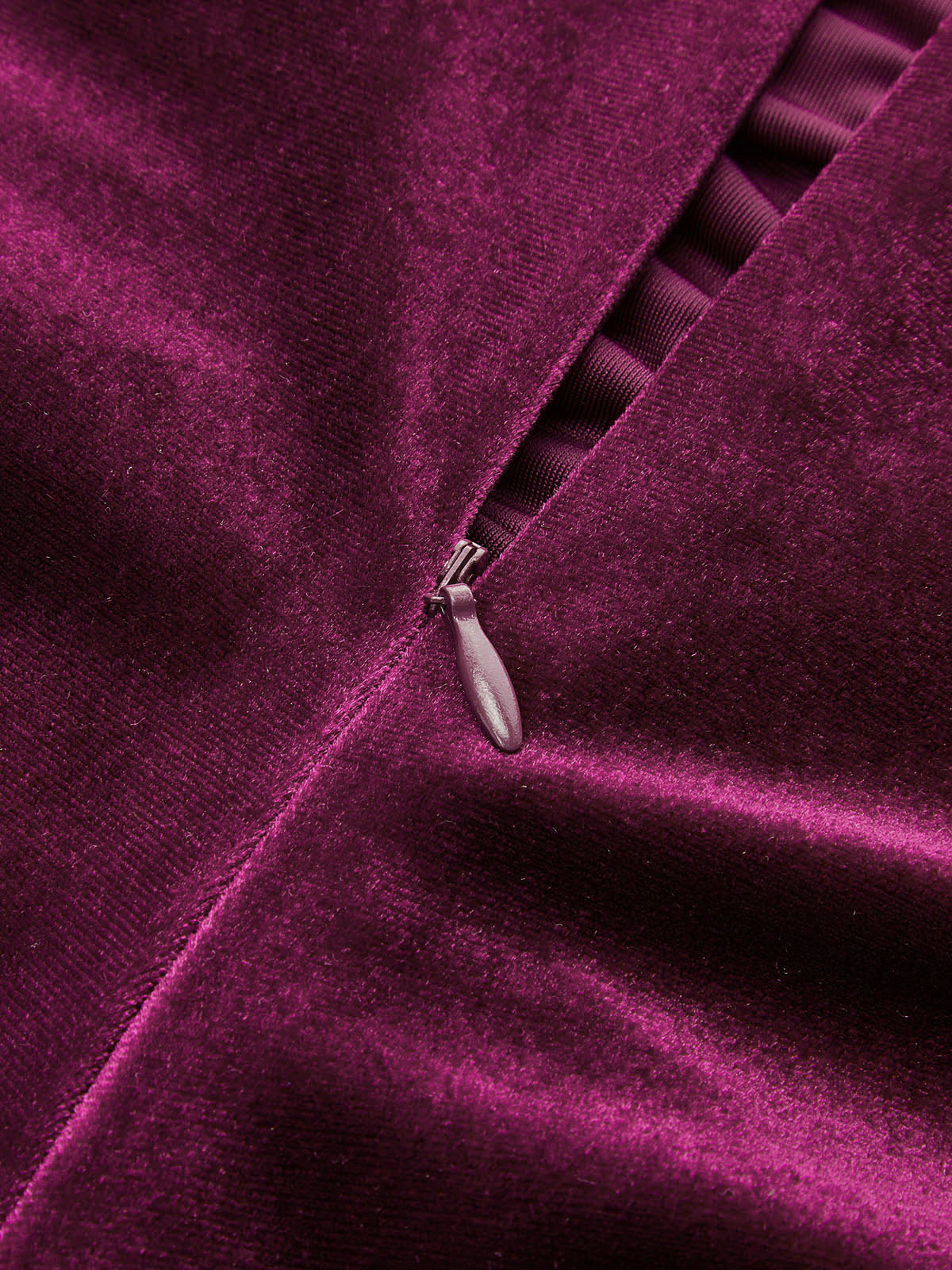 Velvet Bodysuit with Ruched Long Sleeves