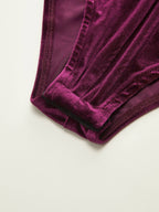 Velvet Bodysuit with Ruched Long Sleeves