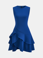 Sleeveless Mini Dress with Asymmetric Ruffle Hem
