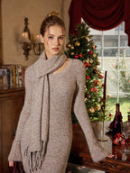 Long Sleeve Knit Maxi Dress and Matching Scarf