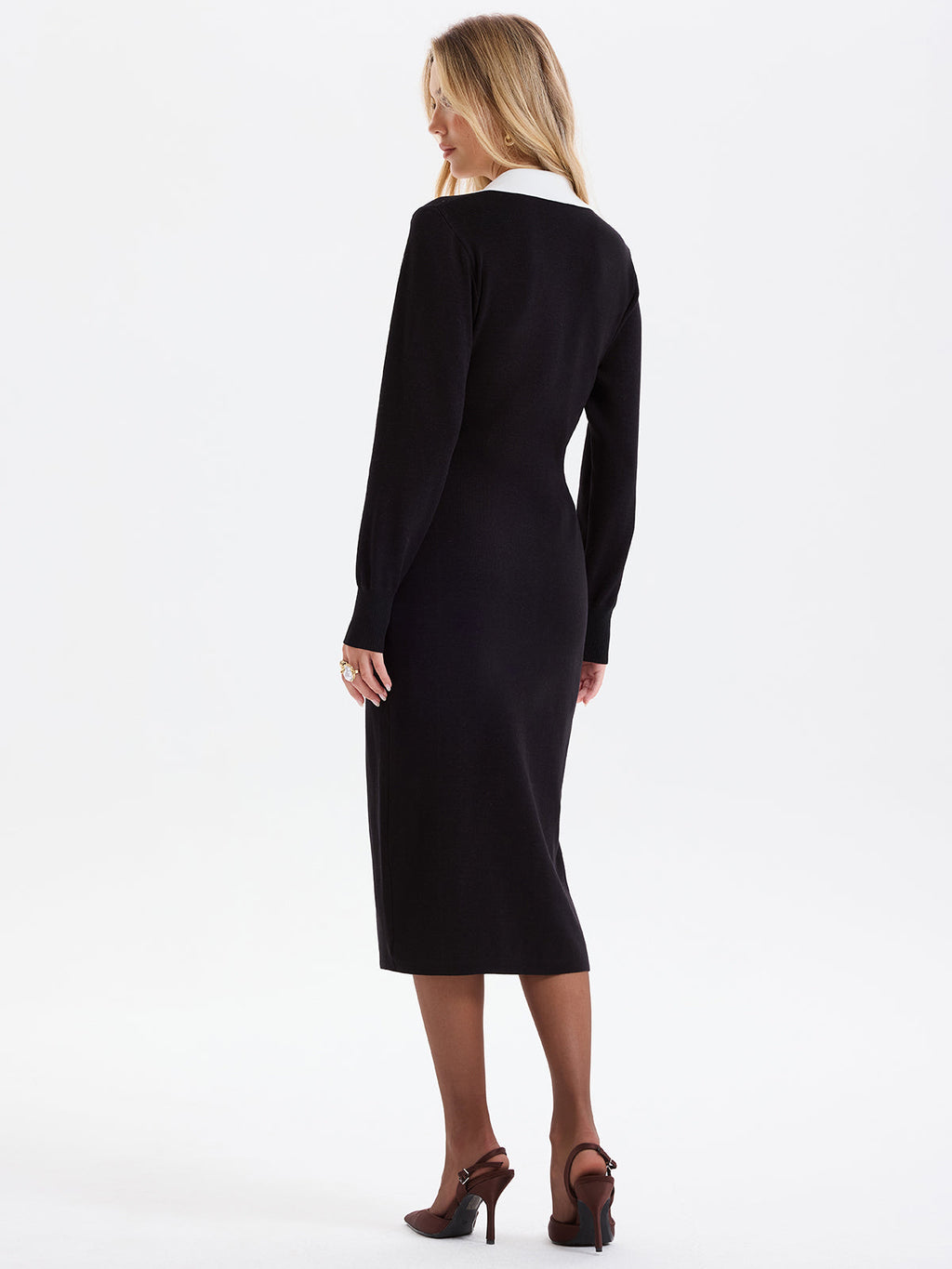 Contrast Trim Shirt Dress with Pockets and Split Hem