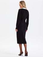 Contrast Trim Shirt Dress with Split Hem Pockets