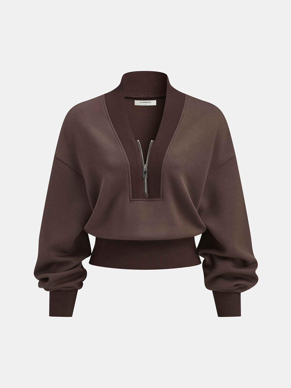 V-Neck Half-Zip Cozy Pullover Sweatshirt