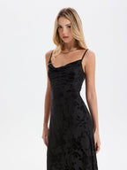 Cami Maxi Dress with Flocked Floral Mesh Detail