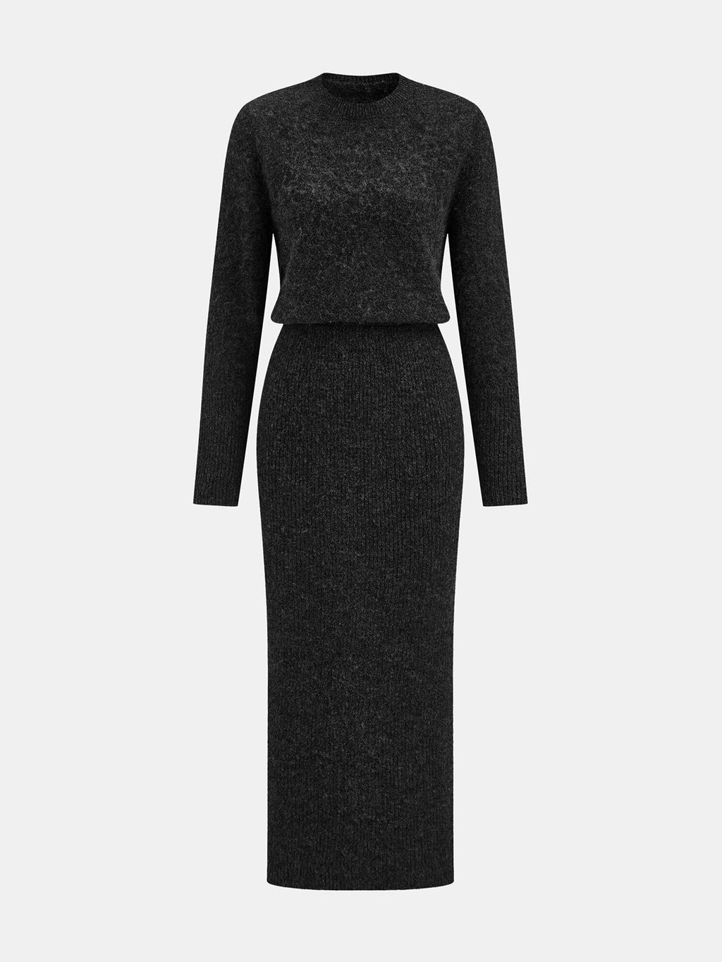 Cozy Wool-Blend Midi Dress with Soft Texture