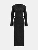 Cozy Wool-Blend Midi Dress with Soft Texture