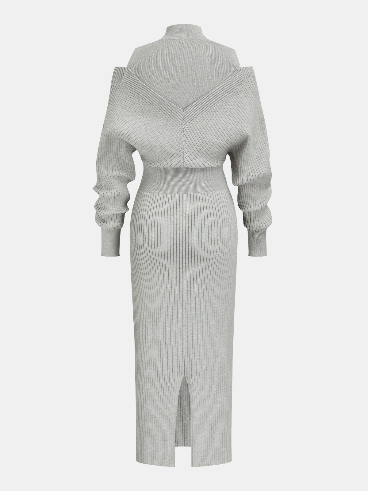Off-Shoulder Ribbed Midi Dress with Waist Definition