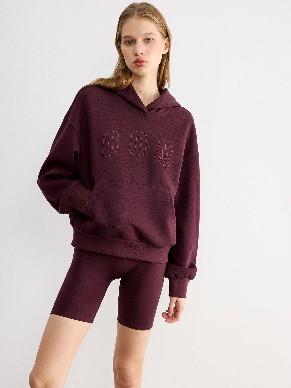 Embroidered Letter Design Casual Hoodie
