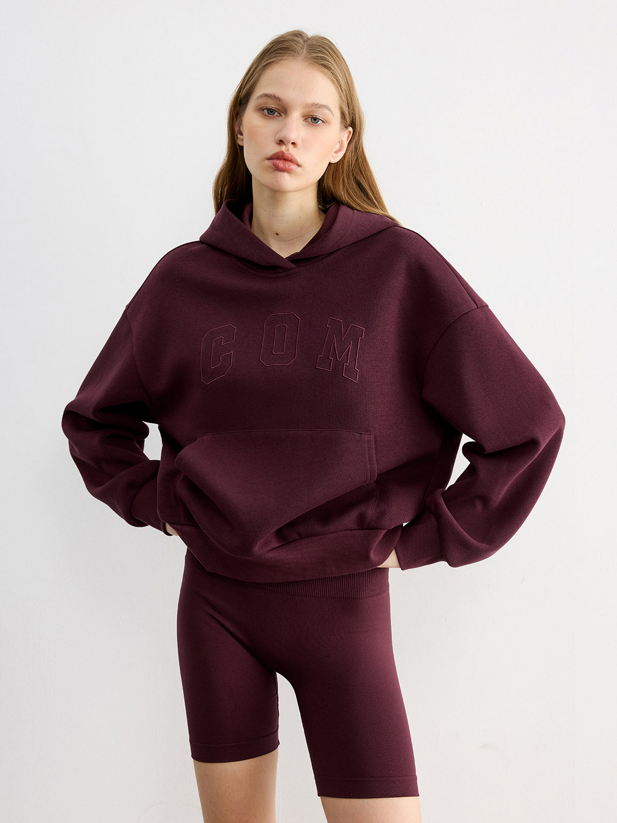 Embroidered Letter Design Casual Hoodie