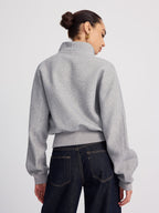 Half-Zip Cropped Sweatshirt in Oversized Fit