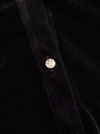 Velvet Bodysuit with Collar and Button Front Detail