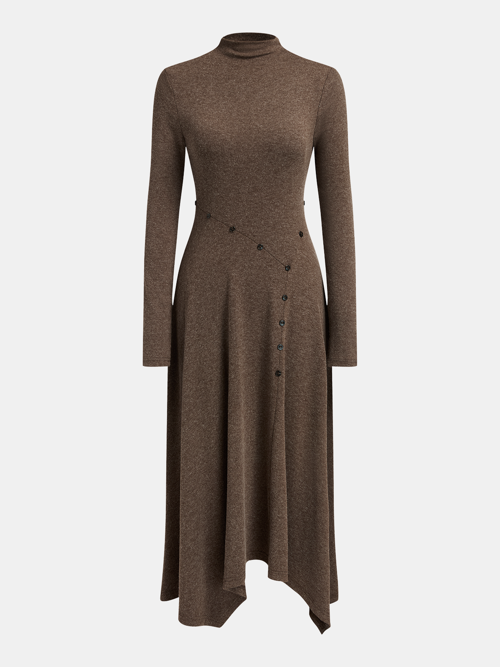 Asymmetric Dress with Unique Button Details