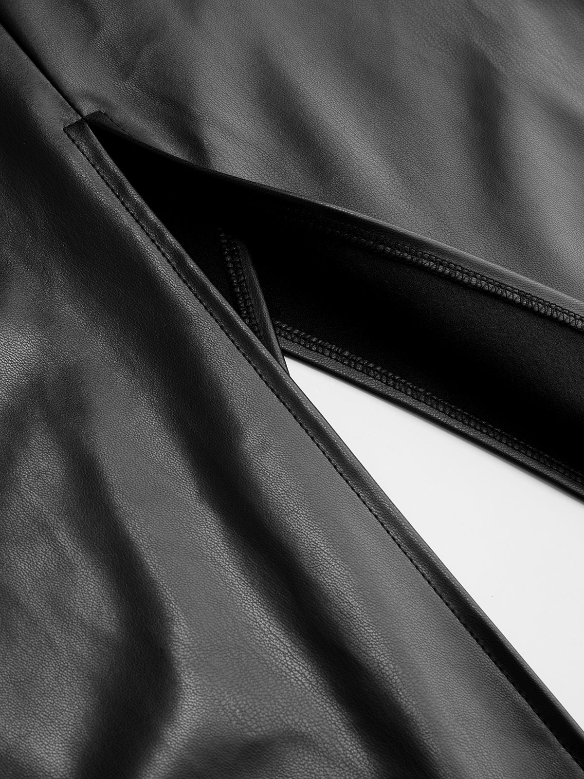 Faux Leather Midi Dress with Elegant Side Slit