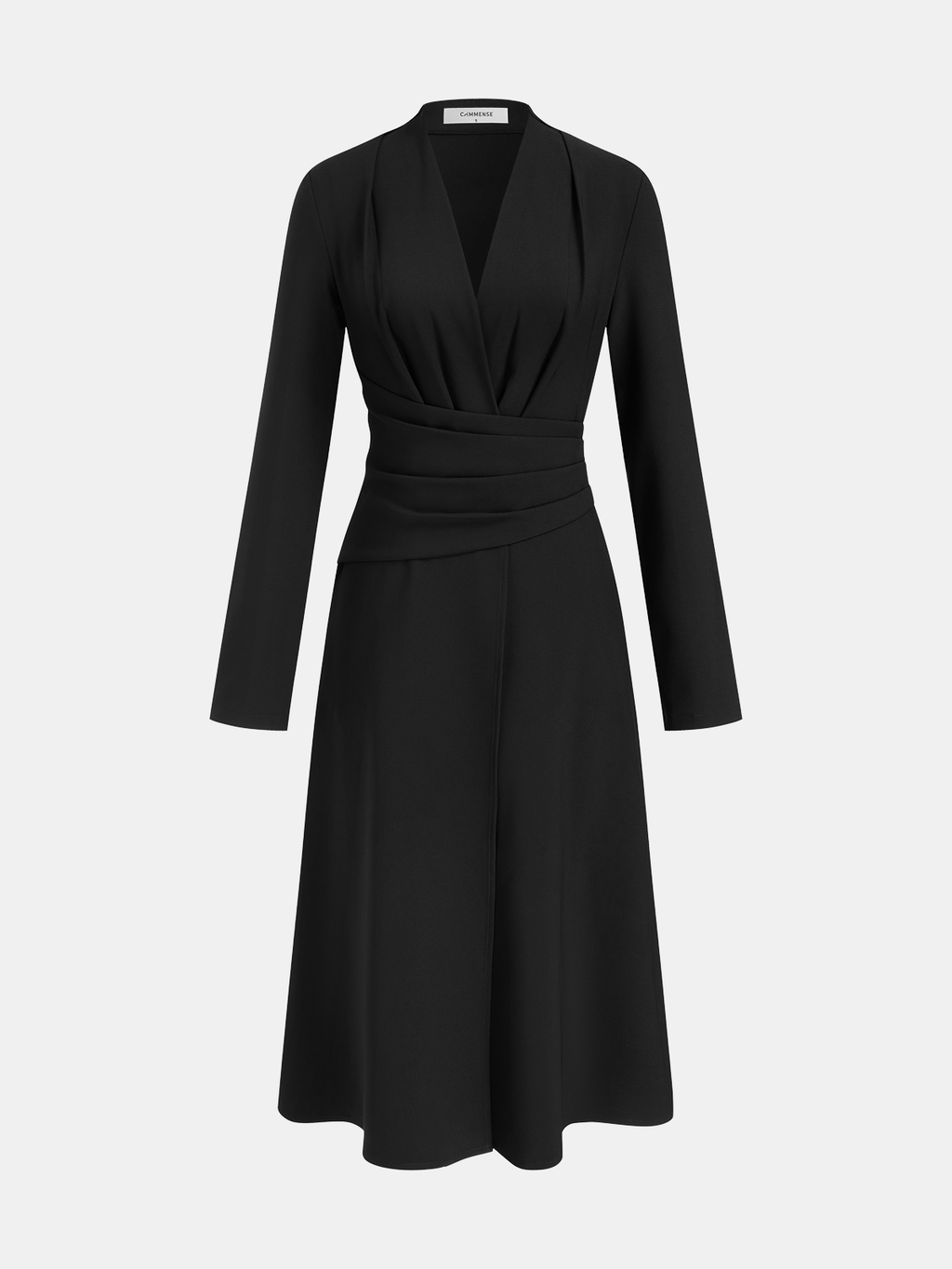 V-Neck Shirt Dress with Ruched Waist and Slit