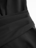 V-Neck Shirt Dress with Ruched Waist and Slit