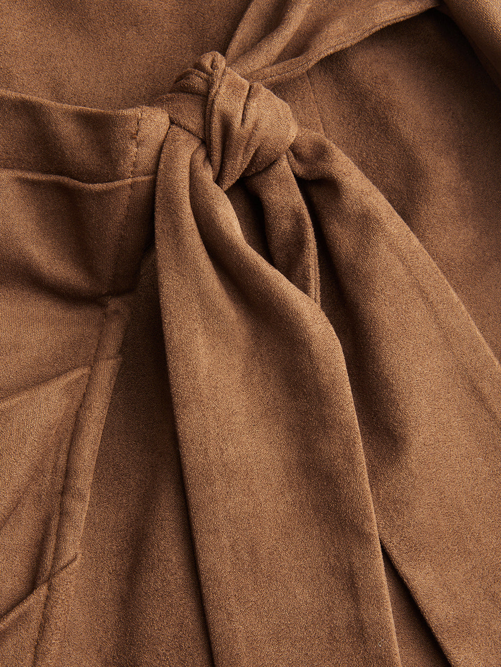 Tie-Waist Dress with Faux Leather Panels and Slit