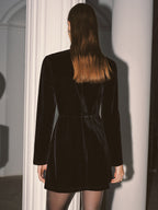 Velvet Mini Dress with Crystal Bow Detail