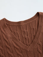 V-Neck Maxi Sweater Dress with Cable Knit Detail