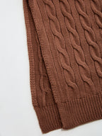 V-Neck Maxi Sweater Dress with Cable Knit Detail