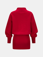 V-Neck Ribbed Knit Wrap Mini Dress