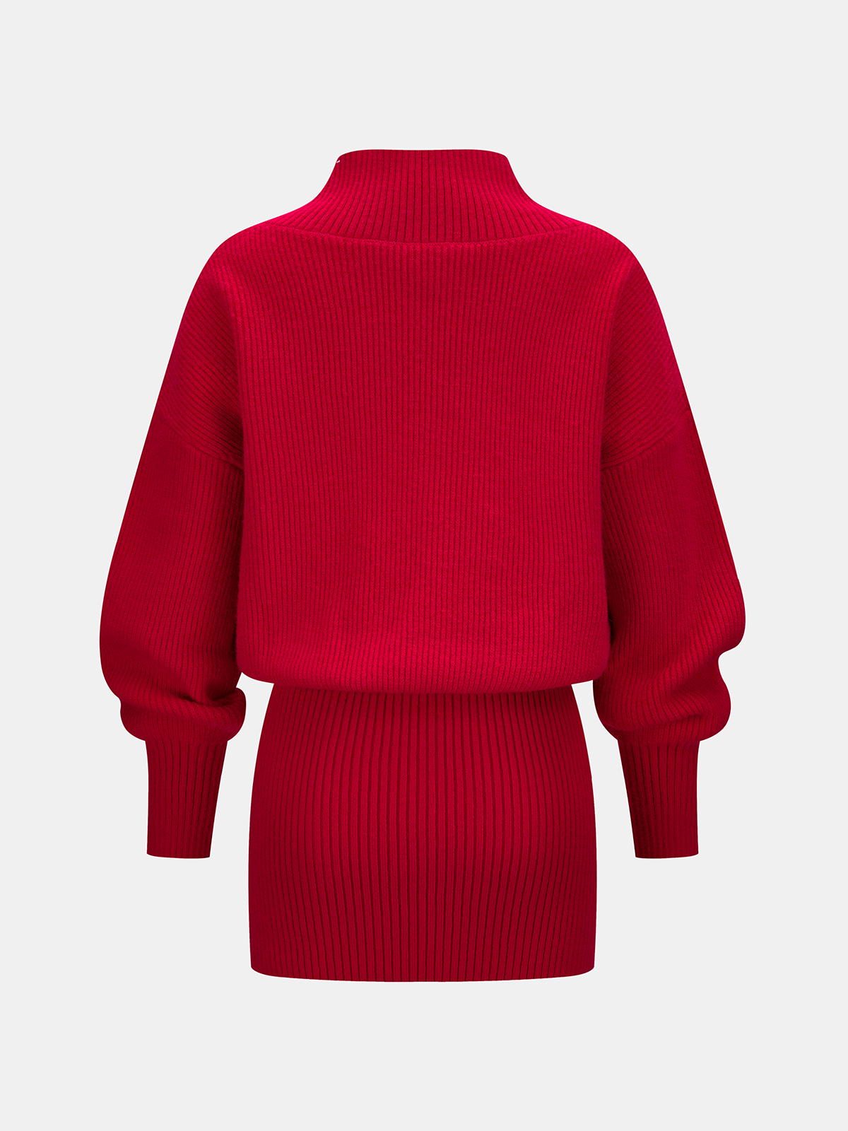 V-Neck Ribbed Knit Wrap Mini Dress