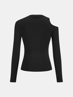 Chic Cold-Shoulder Top with Metal Accents Long Sleeves