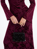 Elegant Floral-Jacquard Backless Maxi Gown