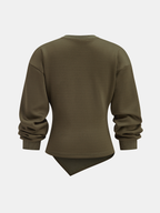 Asymmetric Hem Sweatshirt with Ruched Detailing